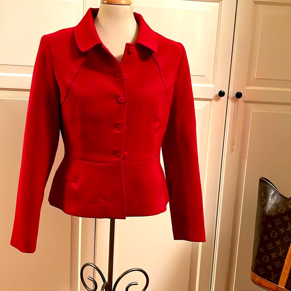NWT Tailored red jacket size 36. Waist length, long sleeve.